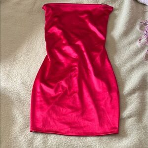 Chic Strapless Red Open Back Satin Mini  Dress